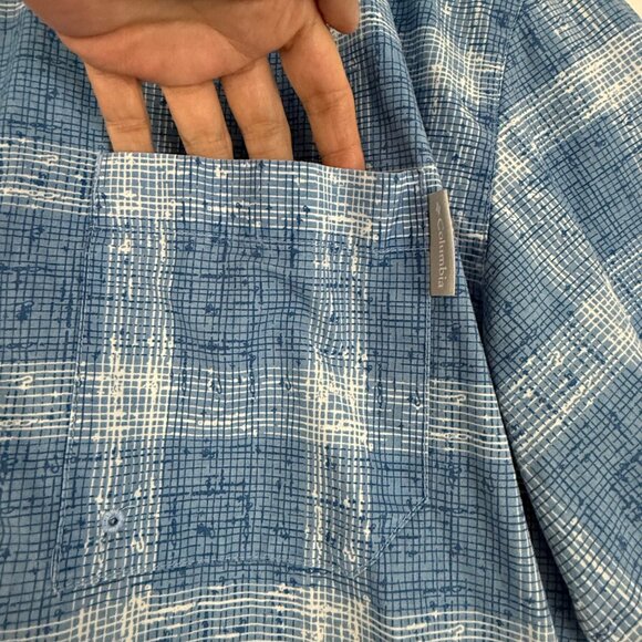 Columbia PFG Shirt Mens XXL Trollers Best Short Sleeve Vented Fishing Plaid Blue - Picture 6 of 13
